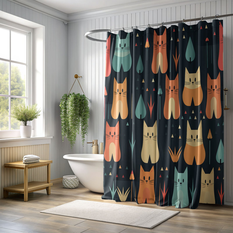 Haunted Feline - Rideau de douche Premium, H 74 po x l 71 po