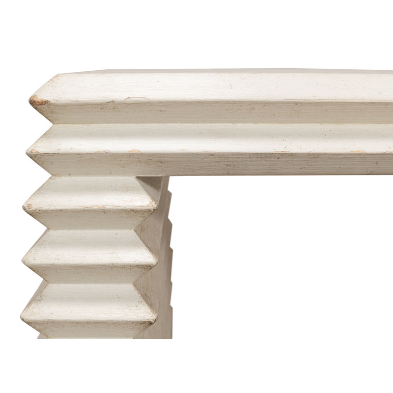 Table de bout en bois massif empilable, Blanc antique