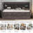 Wooden Daybed With Built-in Bookshelves, Three Storage Drawers And Trundle-1496711617