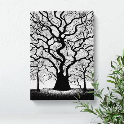 Monochrome Tree Art No.2 - Wrapped Canvas