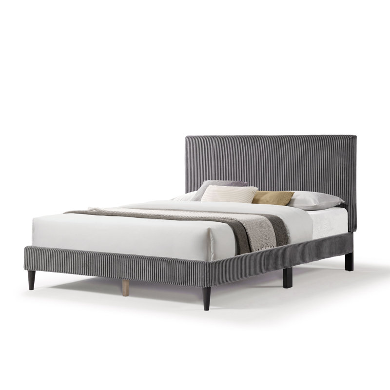 Upholstered Platform Bed, Gray
