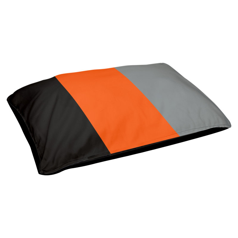 Oreiller rectangulaire designer, Moyen (L 30 po x l 40 po), Noir / orange / argent