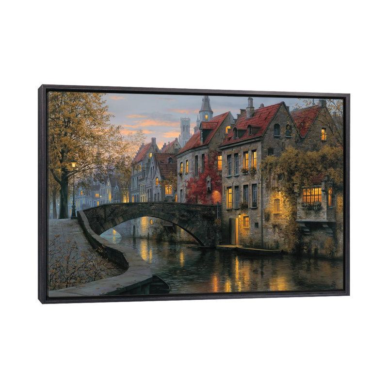 «Silent Evening», reproduction de photo, Cadre noir vieilli, H 26 po x l 40 po x 1,5 po
