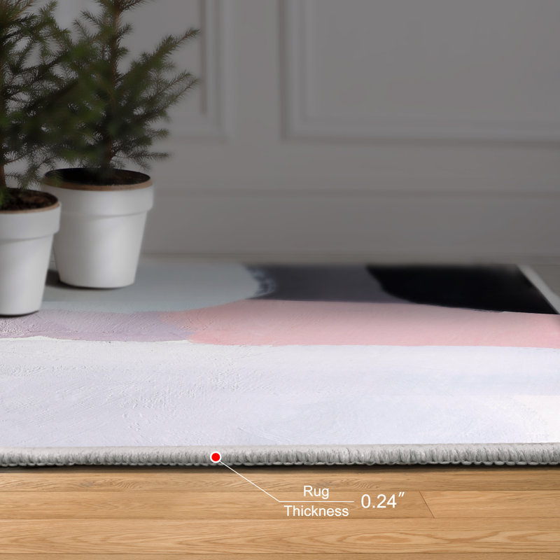 Vibrance I Washable Colour Blocks Art Area Rug size 5'x8', Softness with Non-Slipping Backing, Rectangle 5' x 7'6"