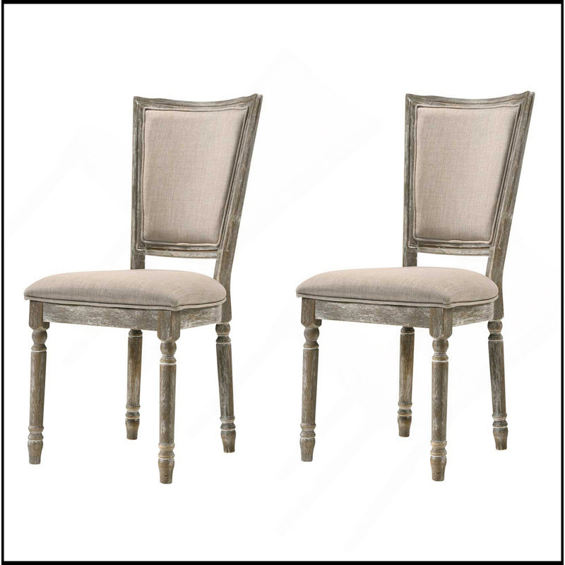 Ensemble de 2 chaises d'appoint rembourrées beige et gris récupéré