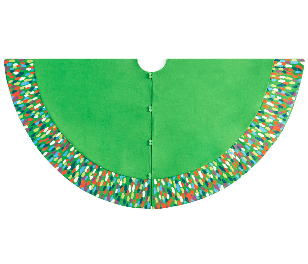 Handmade Christmas Tree Skirt in Recycled Wool - Confetti Border - 60" Arcadia Home