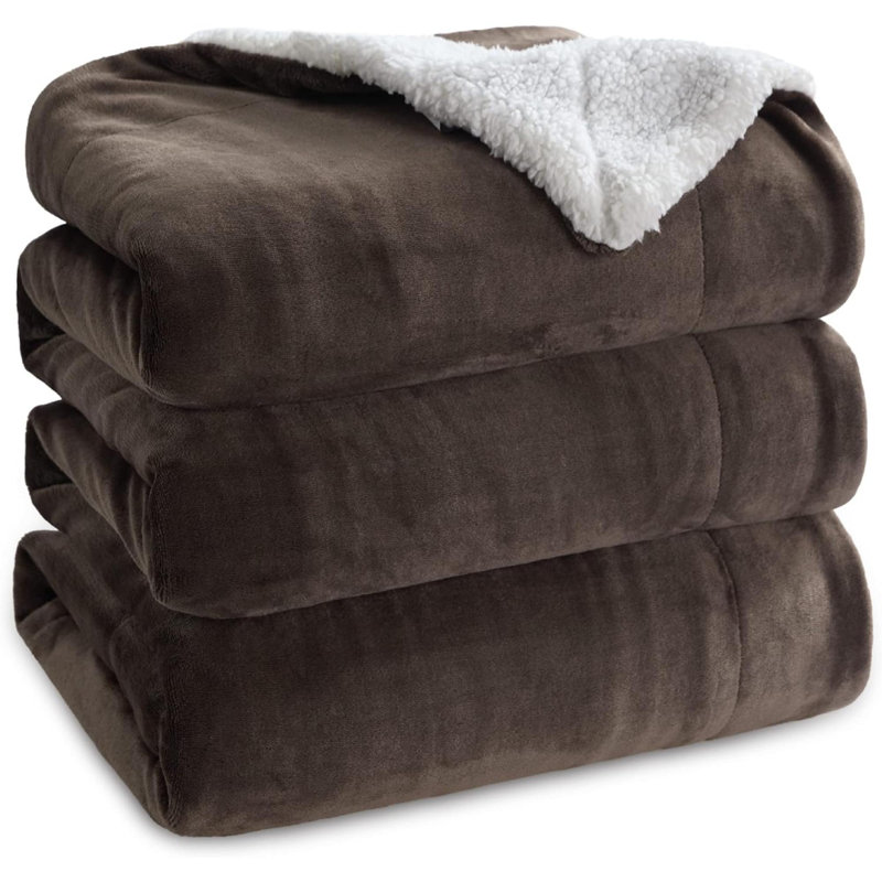 Jeté en sherpa Sherpa, L 90 po x L 90 po, Brun