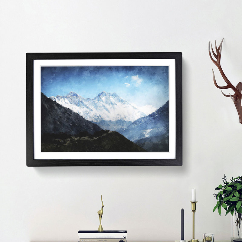 Mount Everest in Tibet and Nepal - Picture Frame Graphic Art Print on MDF, Black Framed, 33cm H x 45cm W x 2cm D