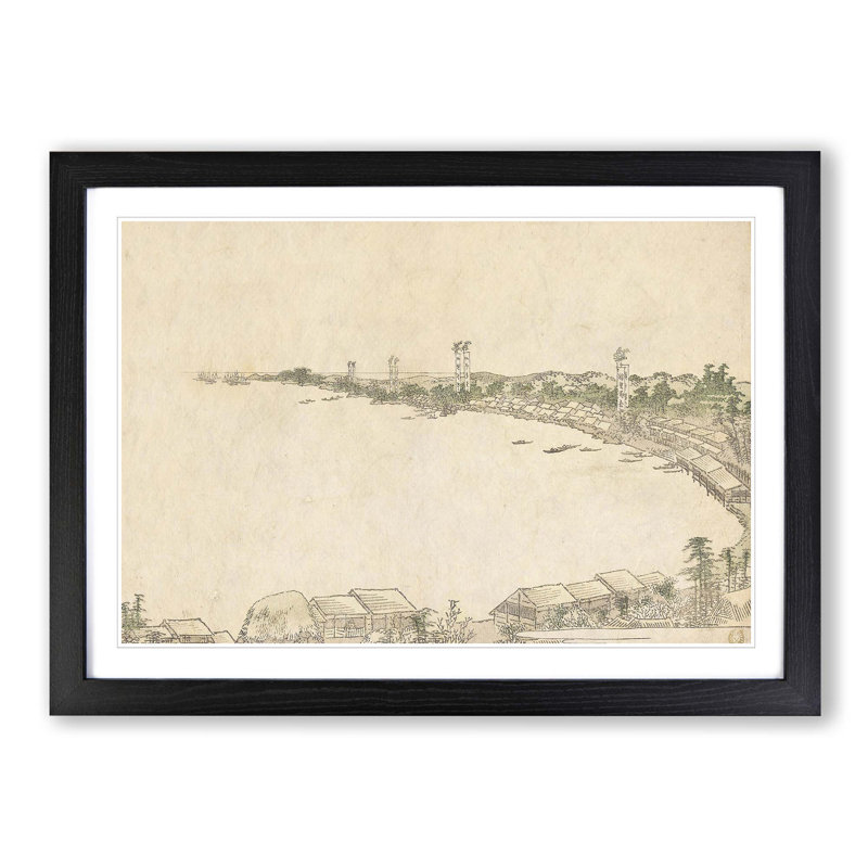 Coastline by Katsushika Hokusai - Framed Print, 36cm H x 48cm W x 2cm D, Black Framed