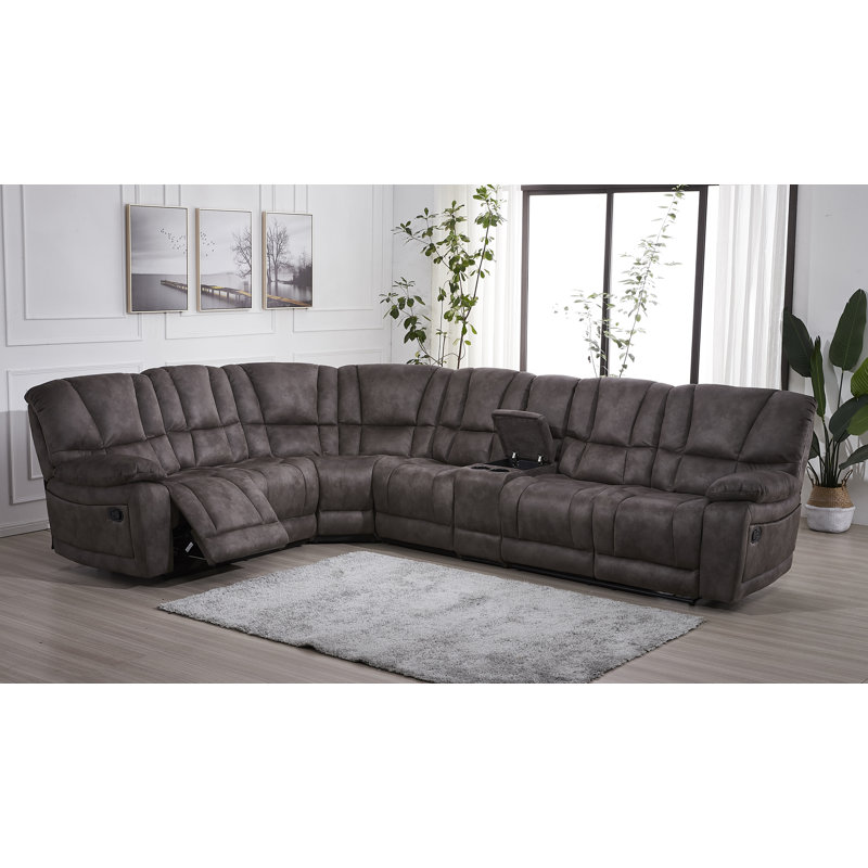 Canapé modulaire inclinable en microfibre / microsuède réversible de 138 po de largeur Copey