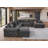 Errett Upholstered Fabric Large Reversible Corner Sectional Cloud Couch with Two Ottomans, Storage Console with Cup Holders & Charging Ports-582706337