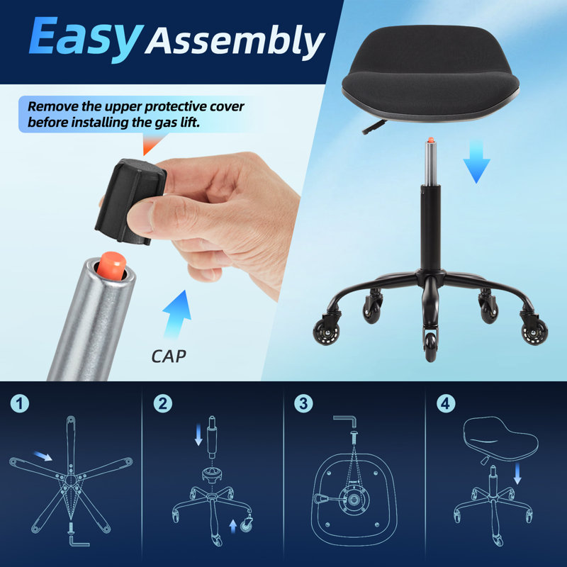 Stool on Wheels Smooth Rolling, Swivel Desk Stools to Sit on Perching