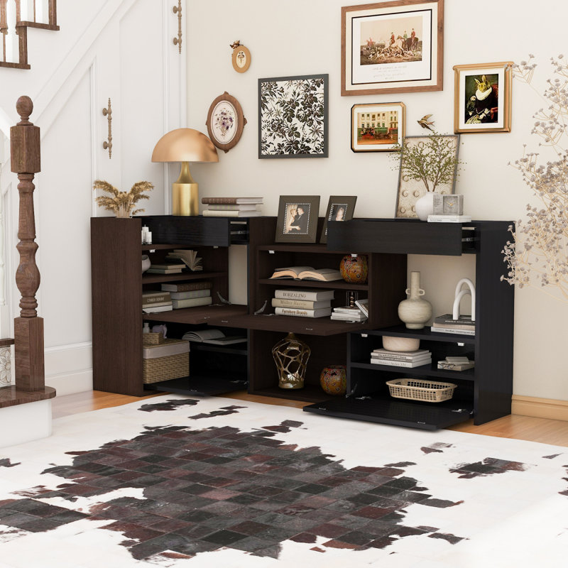 Ensemble de 2 armoires de rangement extensibles avec 1 tiroir pour le salon