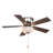 42 in. Black Indoor Low Profile Flush Mount Transitional Ceiling Fan with Reversible Brown Hickory-Black Hickory Blades, LED Light Kit and Pull Chain, 3 Speeds, Frosted White Glass Shade-826518422-826518423