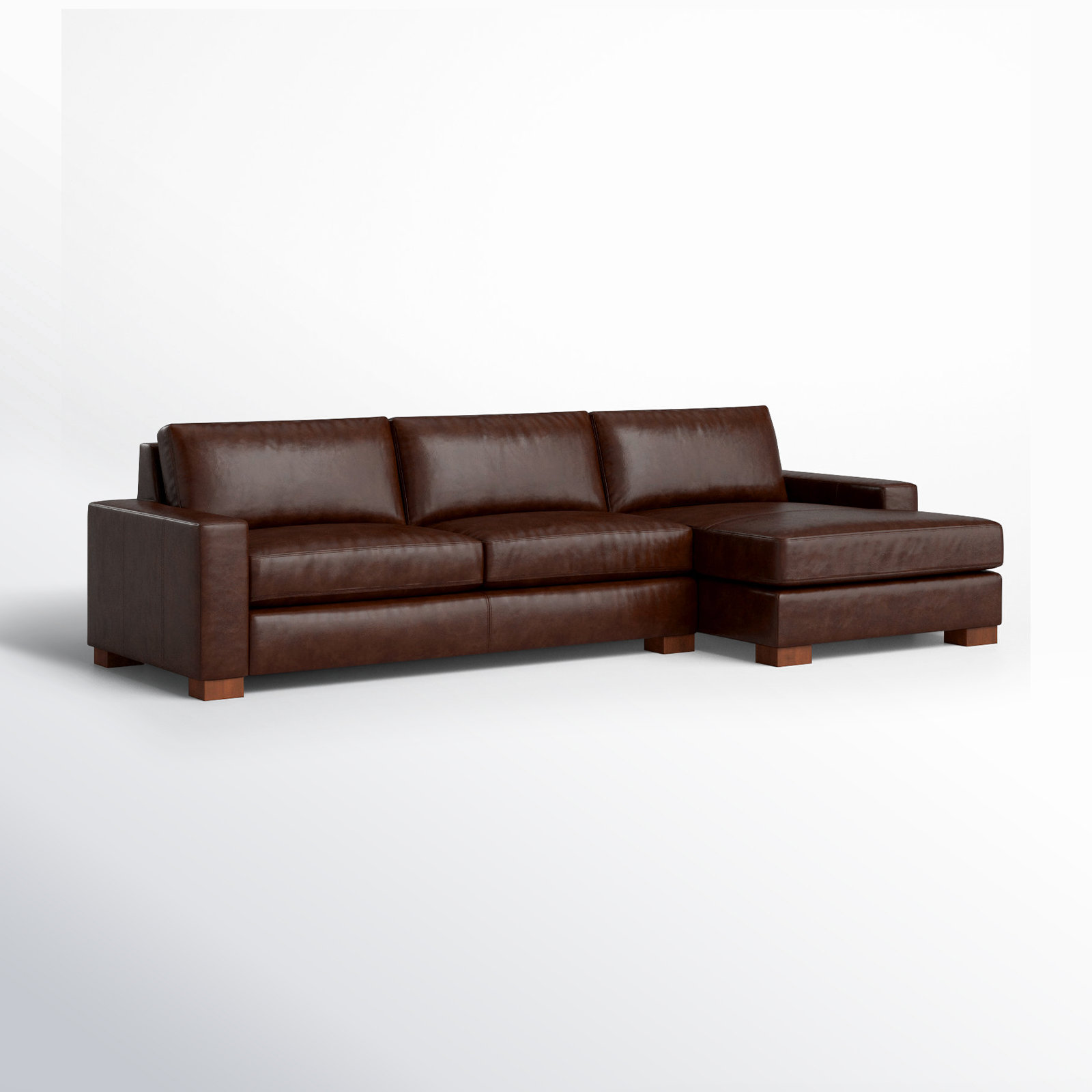Jonie Genuine Leather 2-Piece Chaise Sectional, Bistro Rustic Genuine Leather, Right Hand Facing