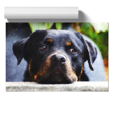 Rottweiler Dog Painting - Frameless Print