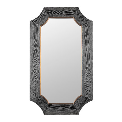 Miroir mural Farra - l 26 po x H 44 po - noir cérusé / laiton vieilli