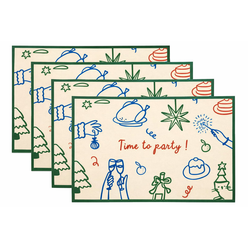 Ensemble de 4 napperons Time To Party Whimsical Holiday