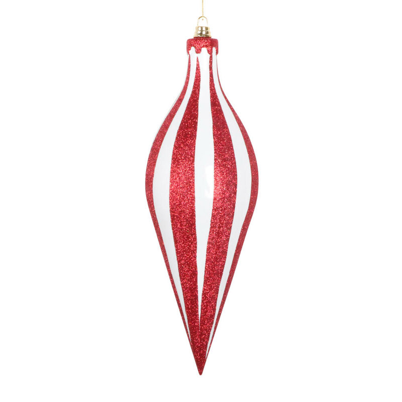 Ornement en forme de paillettes blanches et rouges 12 po.