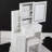 29.2" Small Size Left Bedside Cabinet Vanity Table + Cushioned Stool, Large Sliding, Touch Control, Tri-color Switching, Brightness Adjust LED Mirror, High Capacity Storage, Suitable for Small Space