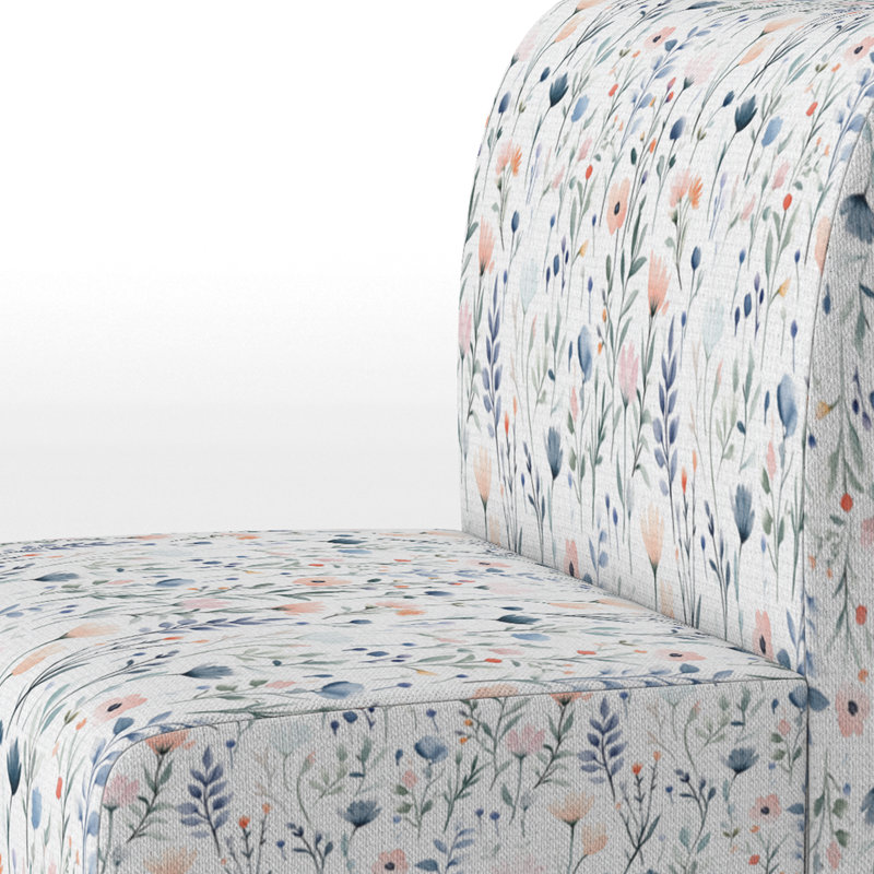 Fauteuil de chambre à fleurs bleu et vert Meadow, Pantoufle sans accoudoirs