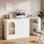 Bureau d'ordinateur en L à 3 tiroirs, bureau d'angle réversible avec armoire et tablettes pour bureau personnel