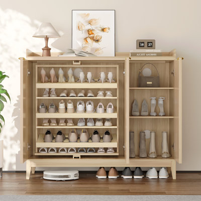 Armoire à chaussures à 5 niveaux de 47,3 po avec étagère à chaussures rotative à 360 ° et tablettes réglables, armoire de rangement pour chaussures autoportante
