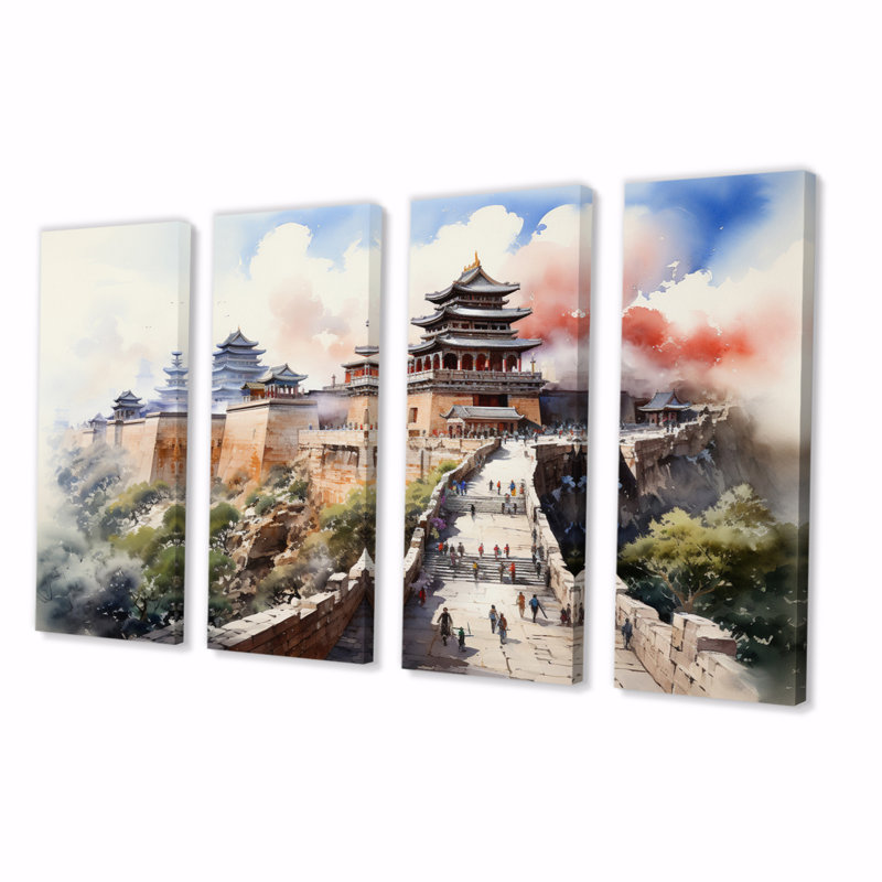 Yarber China Art Forbidden City II - art mural chinois salon - 4 panneaux