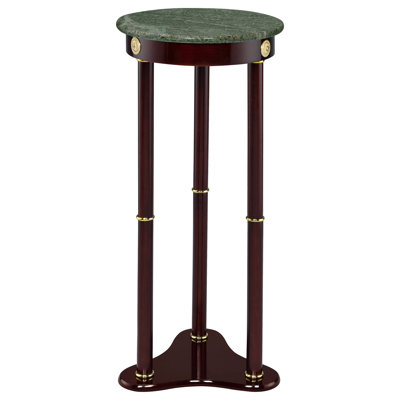 Elna Merlot And Green Accent Side Table With Round Top Plant Stand