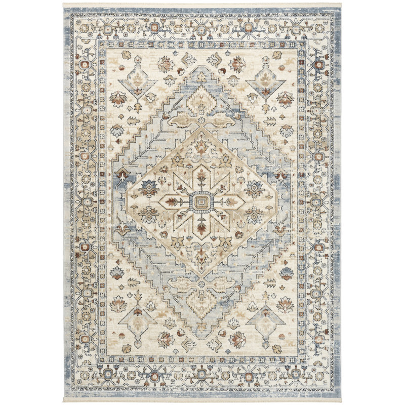 Pardis Blue Taupe Vintage Indoor Rug, Rectangle 5'3" x 7'
