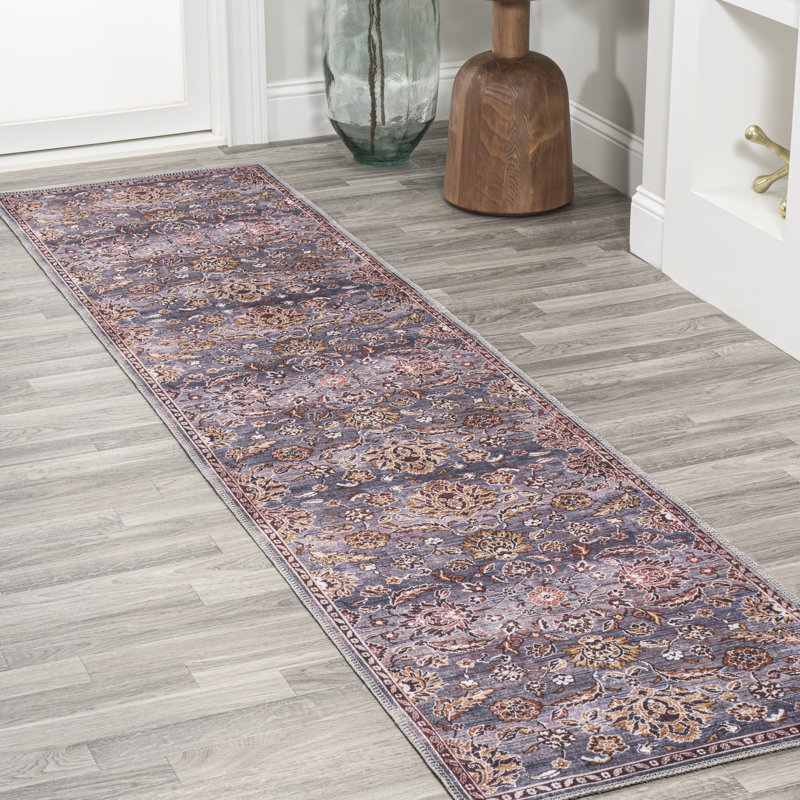 Victoria Ornate Persian All-Over Machine-Washable Brown/Gray Rug, Runner 2' x 8'