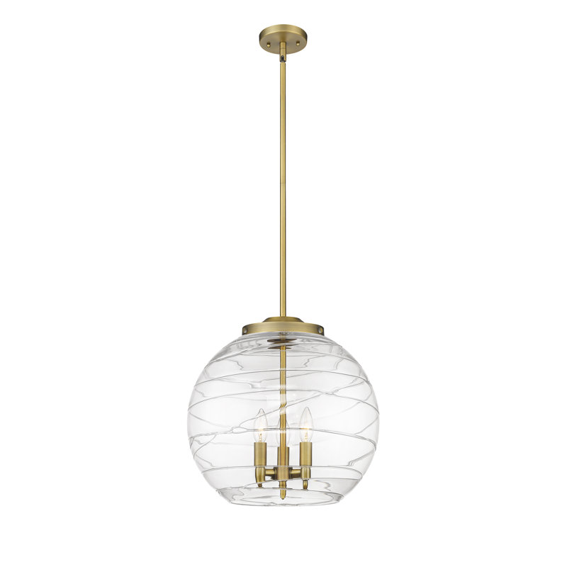 Luminaire suspendu 3 lumières Christly, H 17,13 po x l 15,75 po x P 15,75 po, Or, Transparent