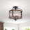 Holiman 18.1" Semi Flush Mount Ceiling Light with Antique Black Metal Drum Shade