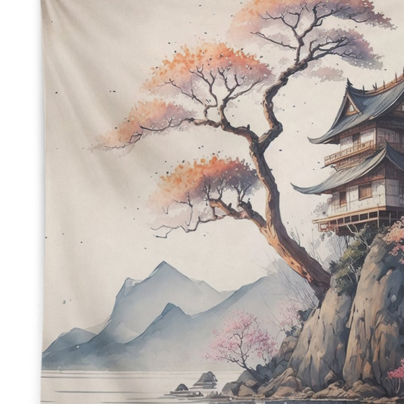 Tapisserie en polyester japonais à l'aquarelle de polyester II, H 32 po x l 39 po