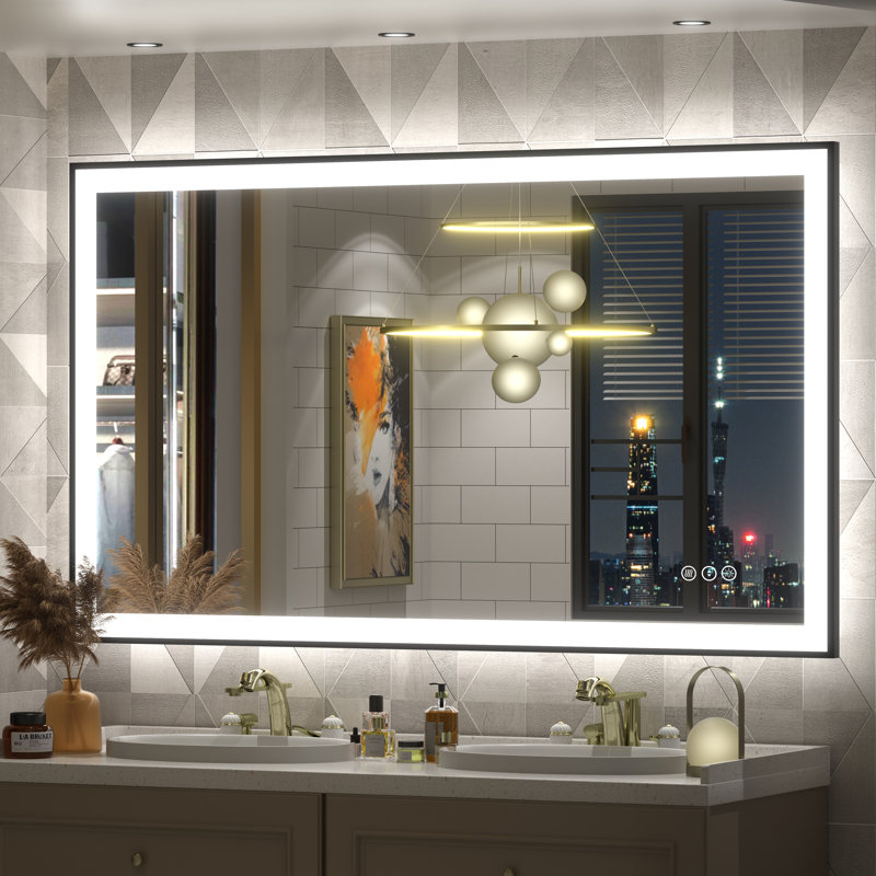 Aevar UL Certified Front & Back LED Anti-Fog Tempered Glass Framed Bathroom/Vanity Mirror with 3-Year Warranty, 51" x 30"