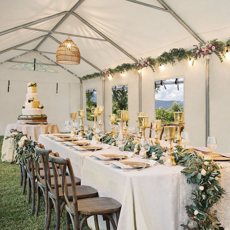 Sunjoy 30' x 12' White Outdoor Canopy Party Tent with Removable PE Windows