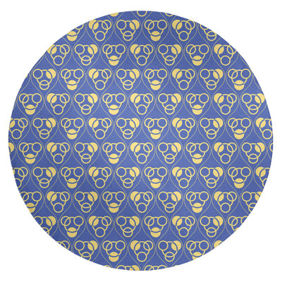 Tapis bleu/jaune cercles/vagues