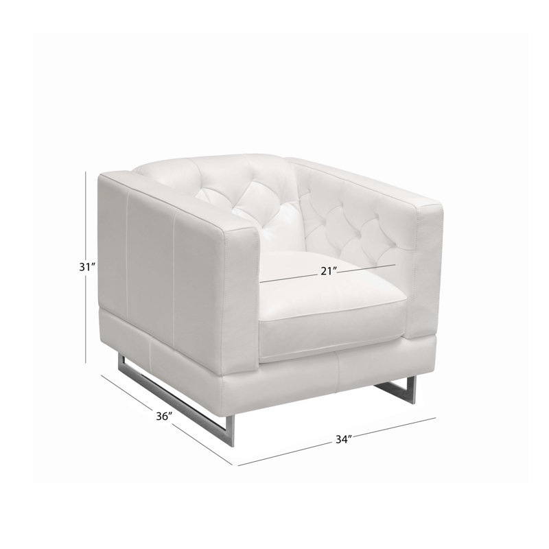 Chaise en cuir fleur Zakara, Cuir véritable blanc