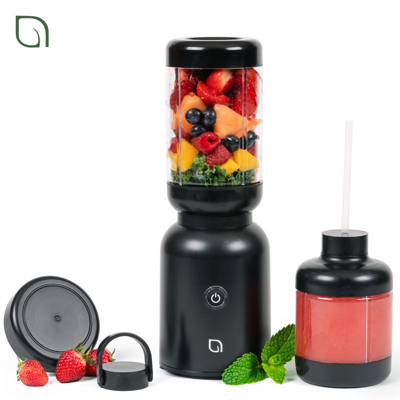 WILLOW Warrior Blender Crafted From 99% Recycled Plastics with Powerful Blending for Smoothies, Frozen Drinks Includes 2 To-Go Cups & Straw - BLACK
