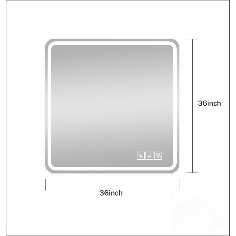 36*36in LED Bathroom Mirror with Anti-Explosion Glass, Rust-Resistant, and Tri-Colour Changing, Ideal for All Decors