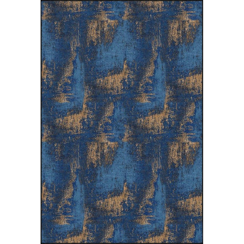 Tapis bleu tissé lavable à la machine, Carré 3 pi 3 po