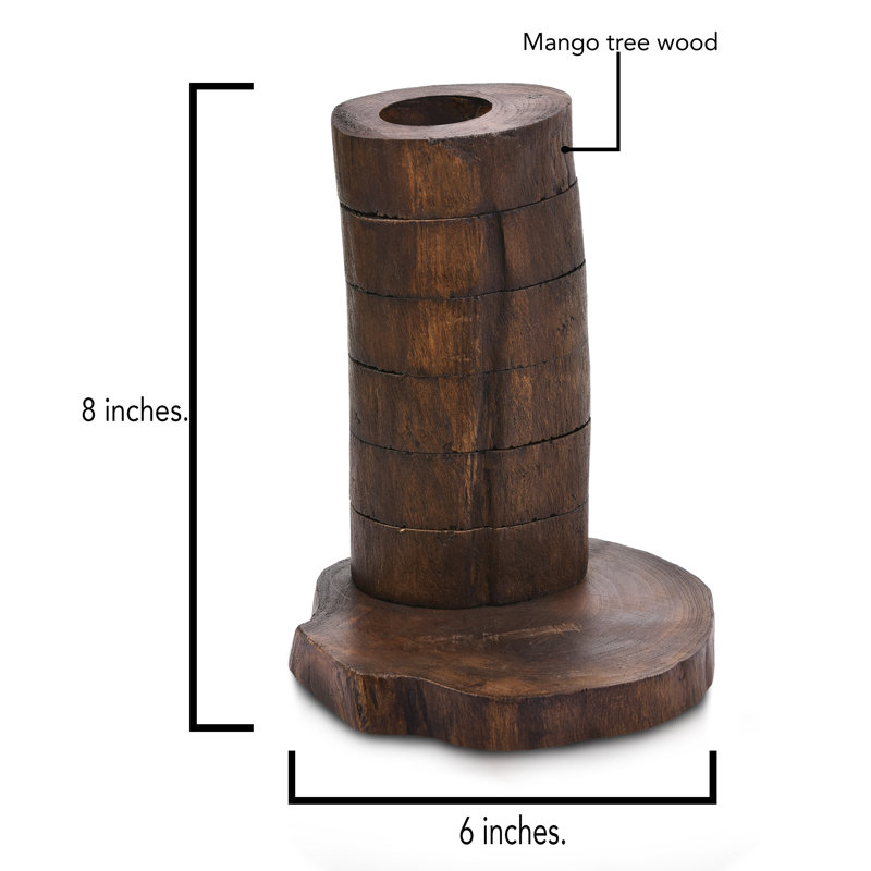 9'' H Wood Tabletop Candlestick