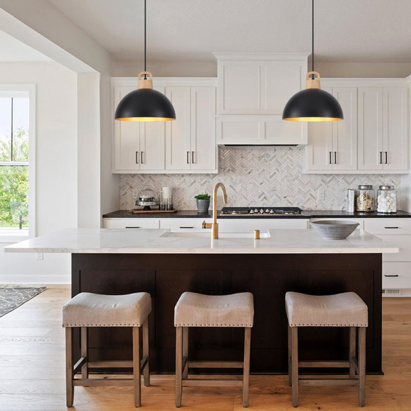 Karinne 1 - Light 11.81" Modern Single Metal Dome Pendant with Plug-In Switch for Kitchen Island Dining Room Entryway