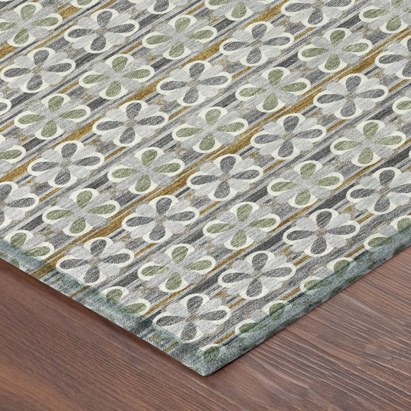 Machine Washable Indoor/Outdoor Chantille ACN2695 Stripes Rug, Gray, 10' x 14'