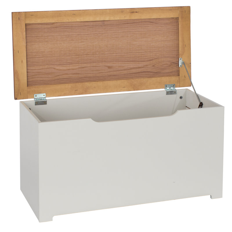 Campagna Storage Ottoman, Soft White Painted Finish and Oak Effect Top