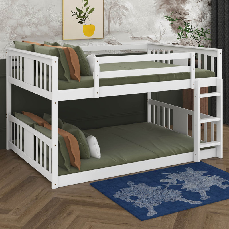 Lit superposé double au-dessus d'un lit double avec échelle, lit superposé en bois avec garde-corps élevé pour enfants, adolescents, chambres de dortoir