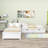 Twin Size 2 Drawers L-shaped Platform Beds with Trundle and Built-in Table-79433333