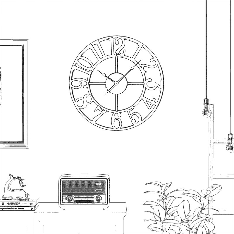 Grande horloge murale 16 pouces, horloge murale silencieuse en métal noir moderne pour la décoration du salon, horloge murale à chiffres arabes à piles pour le bureau de la cuisine de la chambre à coucher