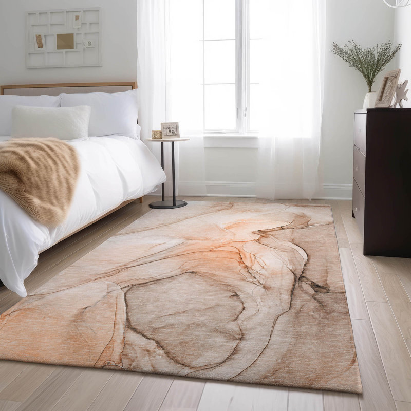 Tapis orange Cerrito AMF502 lavable à la machine de qualité supérieure, Rectangulaire 8 pi x 10 pi