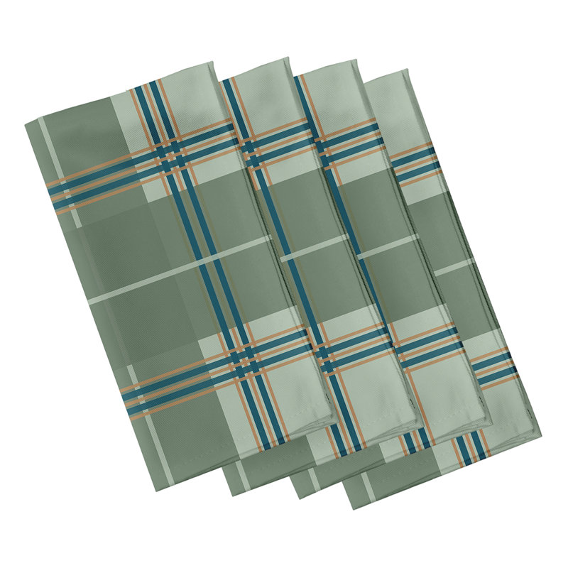 Abbot Polyester Plaid Square Napkin, 18" W x 18" L, Green/Green